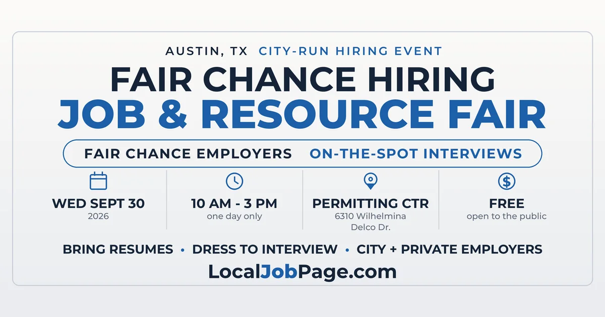 Austin Fair Chance Hiring Job Fair September 30 Brings On-the-Spot Interviews