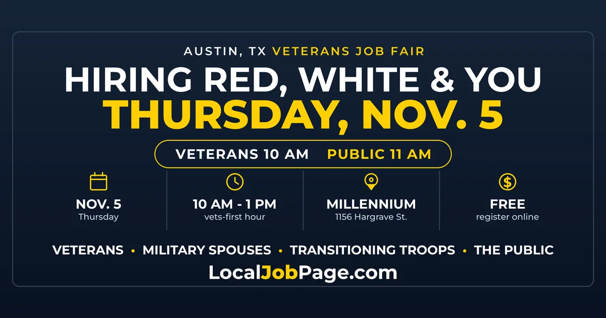Austin's Hiring Red, White & You Veterans Job Fair Returns November 5