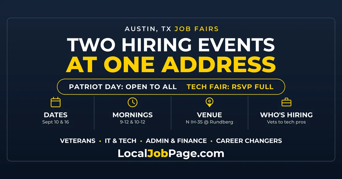 North Austin Job Fairs This September: Patriot Day and Tech Talent