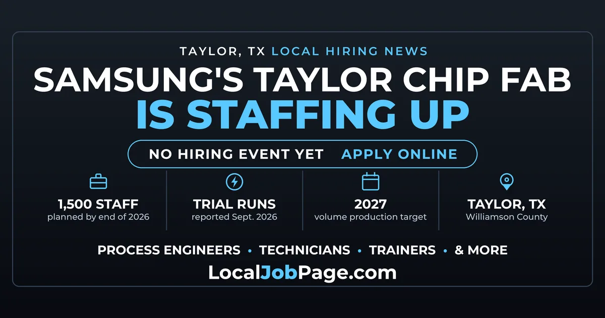 Samsung's Taylor Chip Fab Is Staffing Up: What Austin Job Seekers Should Know